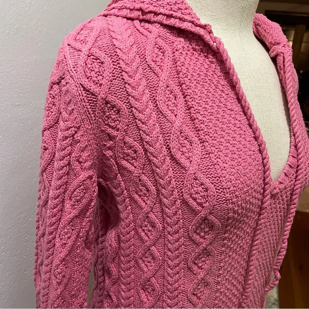 Vintage Polo Ralph Lauren Pink Cable Knit Hooded Sweater - Size Small - EUC 🌟 - Picture 9 of 15